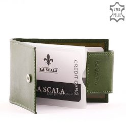 Minőségi bőrből készült fekvő tipusú La Scala márkás, exkluzív bőr kártyatartó, hozzá illő, stílusos díszdobozos kivitelben. 