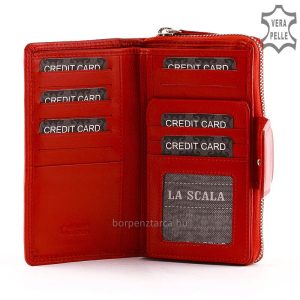 Minőségi valódi bőrből készült LA SCALA márkájú női bőr divat pénztárca, nagy méretű ezért igazán mutatós és kényelmesen használható modell.