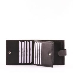 Minőségi valódi bőrből készült fekete színű klasszikus stílusjegyekkel készített bőr férfi pénztárca az S. Belmonte termékcsaládtól.