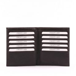 Valódi bőrből készült Sylvia Belmonte fekete színű, álló minőségi irattartó pénztárca rendkívül puha tapintású nappa bőrből.