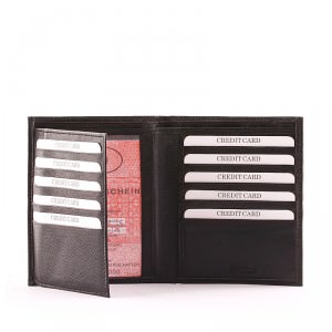 Valódi bőrből készült Sylvia Belmonte fekete színű, álló minőségi irattartó pénztárca rendkívül puha tapintású nappa bőrből.