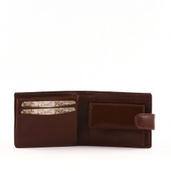 Minőségi valódi bőrből készült, klasszikus kis méretű Synchrony férfi bőr pénztárca barna és világosbarna színben, felületi dizájnnal.