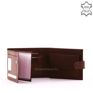 Minőségi tartós bőrből készült S Belmonte márkájú elegáns férfi bőr pénztárca, hagyományos patentos külső átkapcsolóval.