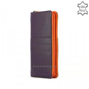 Rendkívül finom valódi nappa bőrből készült luxus kategóriájú, nagy méretű Sylvia Belmonte női bőr divat pénztárca, bicolour külsővel.