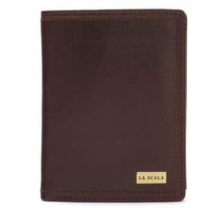 Kiváló minőségű, valódi bőrből készült elegáns LA SCALA fém logós nagy méretű irattartó bőr pénztárca, melyet magas gyártási minőség jellemez