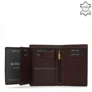 Kiváló minőségű, valódi bőrből készült elegáns LA SCALA fém logós nagy méretű irattartó bőr pénztárca, melyet magas gyártási minőség jellemez