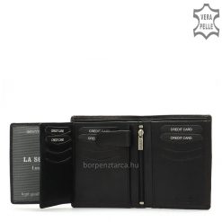 Kiváló minőségű, valódi bőrből készült elegáns LA SCALA fém logós nagy méretű irattartó bőr pénztárca, melyet magas gyártási minőség jellemez