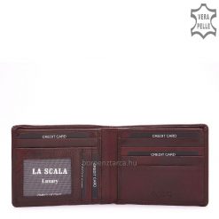 Kiváló minőségű, valódi bőrből készült elegáns LA SCALA fém logós férfi bőr pénztárca, amelyet nagyon magas minőségi gyártás jellemez.