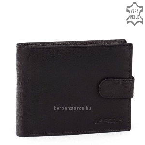 Puha tapintású, minőségi nappa bőrből készült klasszikus fekete színű férfi bőr pénztárca, elegáns La Scala márka felirattal lett ellátva.