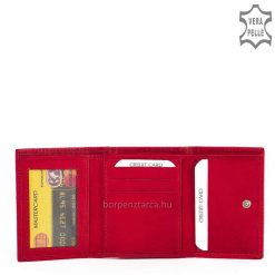 Puha tapintású, finom valódi nappa bőrből készült kis méretű női bőr pénztárca praktikus patentos fedéllel, rajta La Scala felirat.