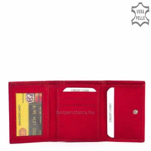 Puha tapintású, finom valódi nappa bőrből készült kis méretű női bőr pénztárca praktikus patentos fedéllel, rajta La Scala felirat.