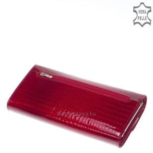 Minőségi, piros, fényes lakk, croco bőrből készült, elegáns megjelenésű és dekoratív női pénztárca, igényes, fém NICOLE márkajelzéssel.