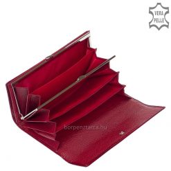 Minőségi, piros, fényes lakk, croco bőrből készült, elegáns megjelenésű és dekoratív női pénztárca, igényes, fém NICOLE márkajelzéssel.