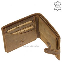 Egyedi mintás, sportos jellegű, barna színű, valódi minőségi bőrből készült vadász férfi bőr pénztárca GreenDeed márkanév alatt.
