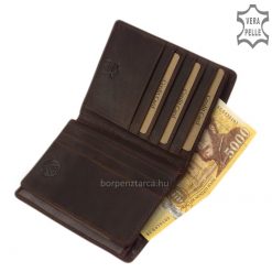 Vintage hatású, GREEN DEED márkájú, kártyatartós, nagy méretű barna színű, férfi bőr irattartó pénztárca, díszdobozos kivitelben.