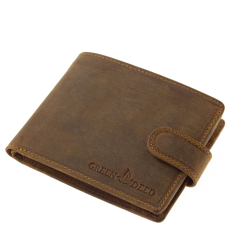 A legújabb trendet követő, igazi vintage stílusú minőségi férfi bőr pénztárca természetes, valódi bőrből GreenDeed márkanévvel a fedelén.