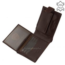 Elegáns férfi bőr pénztárca modell természetes fényű, minőségi valódi bőrből, különleges hatású, dekoratív dísztűzéssel.
