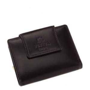 Elegáns, kis méretű bőr női pénztárca modell válogatott, minőségi bőrből elkészítve, fedelén VESTER LUXURY divat márkajelzés látható.