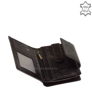Elegáns, kis méretű bőr női pénztárca modell válogatott, minőségi bőrből elkészítve, fedelén VESTER LUXURY divat márkajelzés látható.