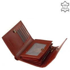Kiváló, minőségi természetes fényű bőrből készült elegáns VESTER LUXURY női bőr pénztárca, melyet a fedelén lévő dekoratív logó tesz egyedivé.