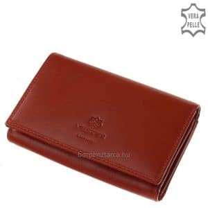 Minőségi termékünk, elegáns diszkrét fényű bőrből készült kis méretű női bőr pénztárca, melyen VESTER LUXURY divat márkajelzés látható.