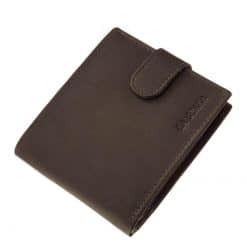 Valódi minőségi bőrből készült klasszikus megjelenésű férfi bőr pénztárca külső patentos átkapcsolóval fekete és barna színben gyártva.
