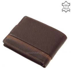 Rusztikus, natúr küllemű barna színben, minőségi Corvo Bianco márkanévvel ellátott sportos férfi bőr pénztárca fazon valódi bőrből.