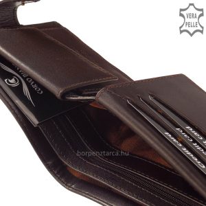 CORVO BIANCO márkajelű férfi bőr pénztárca minőségi elegáns selyemfényű bőrből, minőségi munkával legyártva fekete és barna színben.