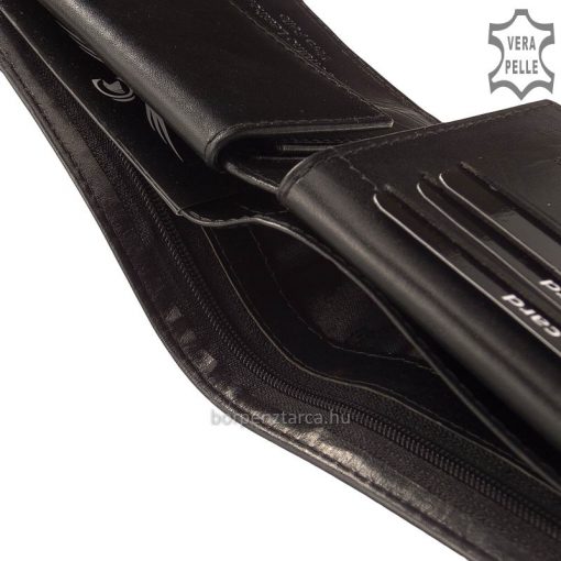 Prémium, elegáns selyemfényű valódi minőségi férfi bőr pénztárca, mely klasszikus kialakítású fekete és barna színben gyártott modell.