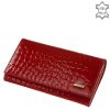 Prémium minőségű, dekoratív lakkozott bőrből készült piros női divat pénztárca, melynek mintázatát a krokodil bőr ihlette. Díszdobozban!