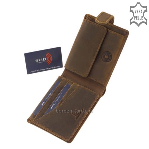 Ajándéknak is kiváló, különleges, marhabőrből készült férfi bőr pénztárca egyedi vadkacsa mintás modell, biztonságos RFID védelemmel.