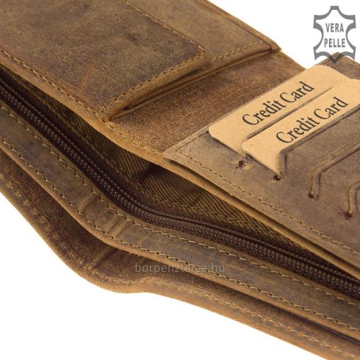 GreenDeed márkanév alatt készített egyedi vadász mintás, barna színű férfi bőr pénztárca, mely igazán praktikus modellünk. Vadkacsa mintával.