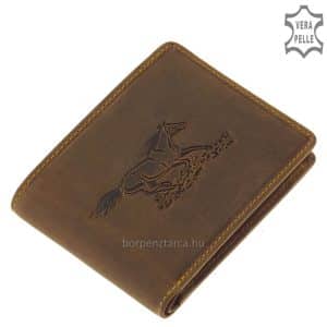 Minőségi, rusztikus kikészítésű valódi bőrből készült bőr pénztárca egyedi lovas mintával GreenDeed márkanév alatt. Egyedi díszdobozban.
