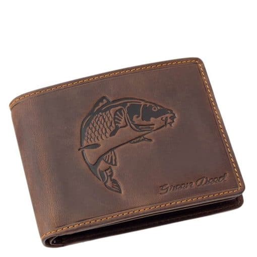 Horgász mintás férfi bőr pénztárca a prémium GreenDeed márkacsaládtól barna színben, ajándéknak is nagyszerű választás.