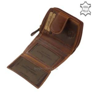 Kedves megjelenésű, sportosan kis méretű, valódi bőr női pénztárca, natúr barna színben GreenDeed márkajelzéssel. Díszdobozban!