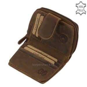 Kis méretű, kézbe illő modelljeink közé tartozó, GreenDeed márkájú valódi bőr női pénztárca modellünk természetes barna színben. Díszdobozban!