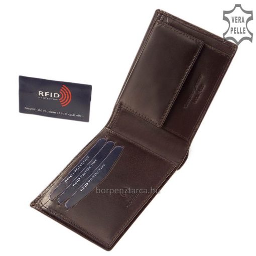 CORVO BIANCO márkajelű, RFID bőr pénztárca minőségi és elegáns hatású selyemfényű bőr felhasználásával készült, igényes munkával legyártva.
