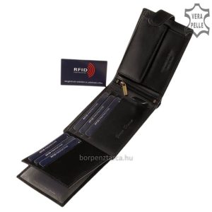 Minőségi prémium kategóriájú, elegáns selyemfényű bőrből készült dekoratív férfi pénztárca, a Corvo Bianco márka klasszikus darabja.