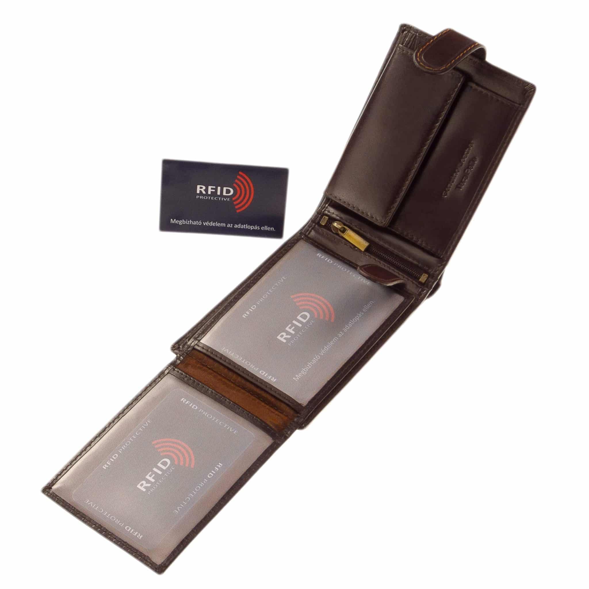 Corvo-Bianco-bor-ferfi-penztarca-RCCS1021T-SB-03 Minőségi prémium kategóriájú, elegáns selyemfényű bőrből készült dekoratív férfi pénztárca, a Corvo Bianco márka klasszikus darabja.