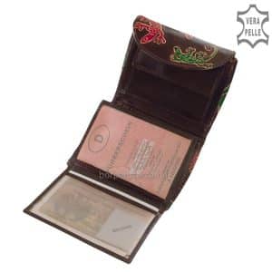 Minőségi bőrből készült mintás kézzel festett, divatos S Belmonte valódi bőr női pénztárca, praktikus funkciókkal ellátott modell.