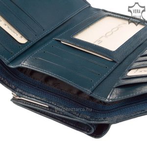 Minőségi nagy méretű női bőr pénztárca elegáns megjelenésű bőrből, Nicole márkával, gyönyörű divat kiegészítő. Díszdobozba csomagolt modell.