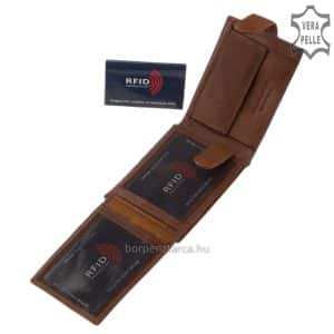 RFID védelemmel ellátott férfi bőr pénztárca antikolt hatású valódi bőrből, népszerű GreenDeed márkás minőségi modell. Díszdobozban!