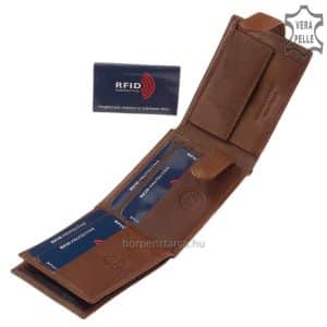 RFID védelemmel ellátott férfi bőr pénztárca antikolt hatású valódi bőrből, népszerű GreenDeed márkás minőségi modell. Díszdobozban!