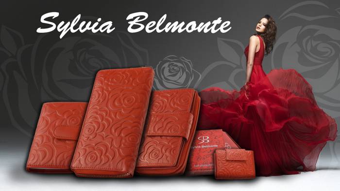 Sylvia Belmonte rózsa mintás piros pénztárca kollekció