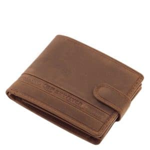 Sportos és minőségi valódi bőr felhasználásával gyártott bőr pénztárca férfiaknak, diszkrét díszítéssel, a használatot segítő megoldásokkal.