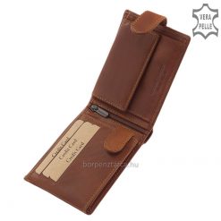 Kiváló, minőségi alapanyagból legyártott elegáns GreenDeed férfi bőr pénztárca a klasszikus tárcákra jellemző barna színben és kialakításban.