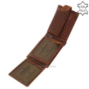 Kiváló, minőségi alapanyagból legyártott elegáns GreenDeed férfi bőr pénztárca a klasszikus tárcákra jellemző barna színben és kialakításban.