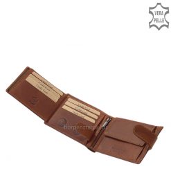 Kiváló, minőségi alapanyagból legyártott elegáns GreenDeed férfi bőr pénztárca a klasszikus tárcákra jellemző barna színben és kialakításban.