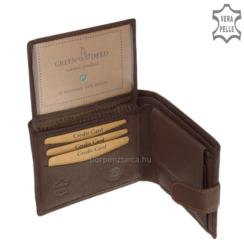 Green-Deed-terendi-penztarca-GDO09-T-S.BAR-06 Sportos és egyben rusztikus megjelenésű, divatos minőségi bőr férfi pénztárca, ez a trendi pénztárca praktikus méretben készül.
