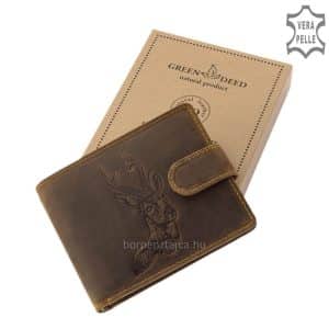 Rusztikus, valódi minőségi bőrből készített, barna színű vadász, férfi bőr pénztárca, mely a GreenDeed termékcsalád egyik legújabb tagja.